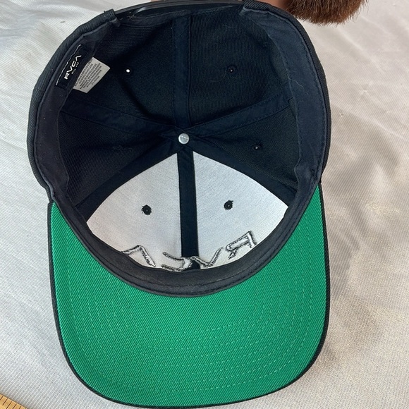 RVCA Wool Blend Mid Fit Embroidered Snap Back Cap Hat Black Grey One Size - Picture 7 of 9
